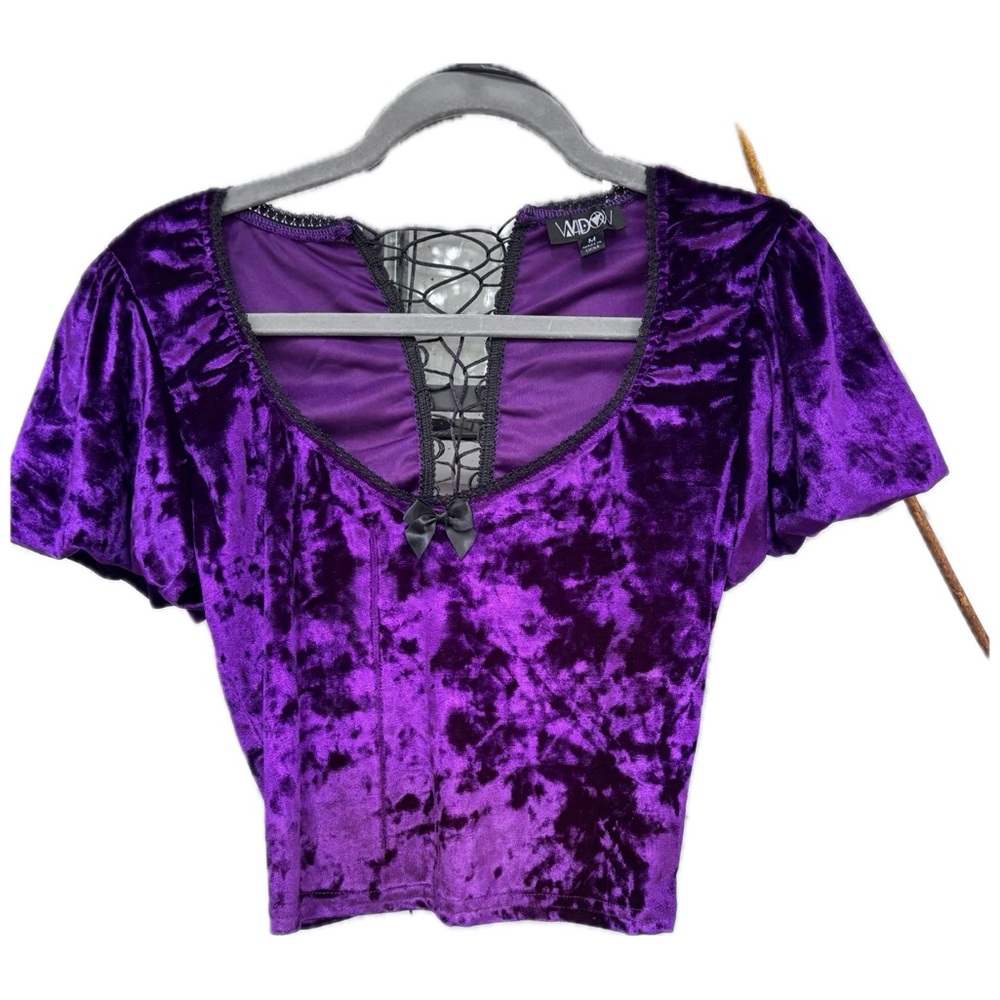 Purple Velvet Lace-Up Women’s Top